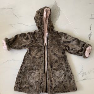 Lili Gaufrette reversible pink and fur coat size 2